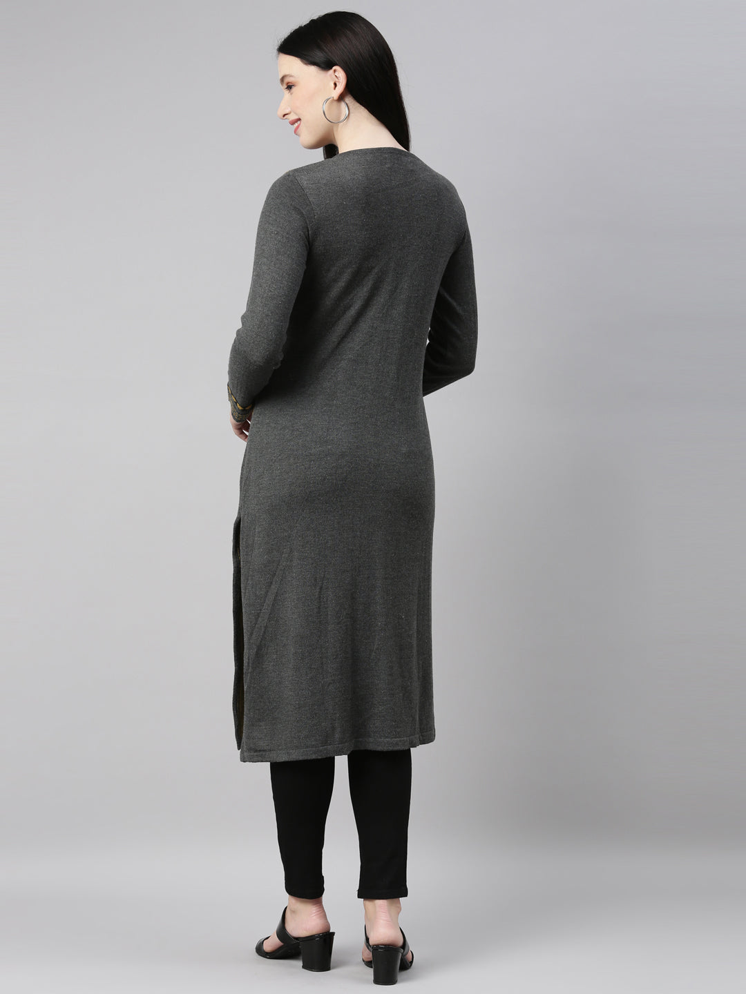 Neerus Grey straight kurti - detail view 11