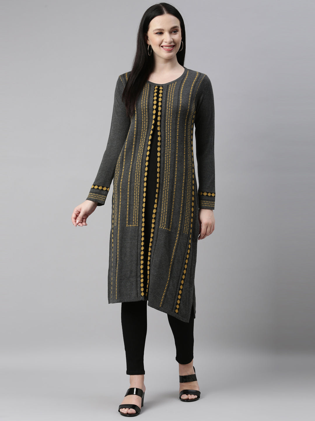 Neerus Grey straight kurti - detail view 19