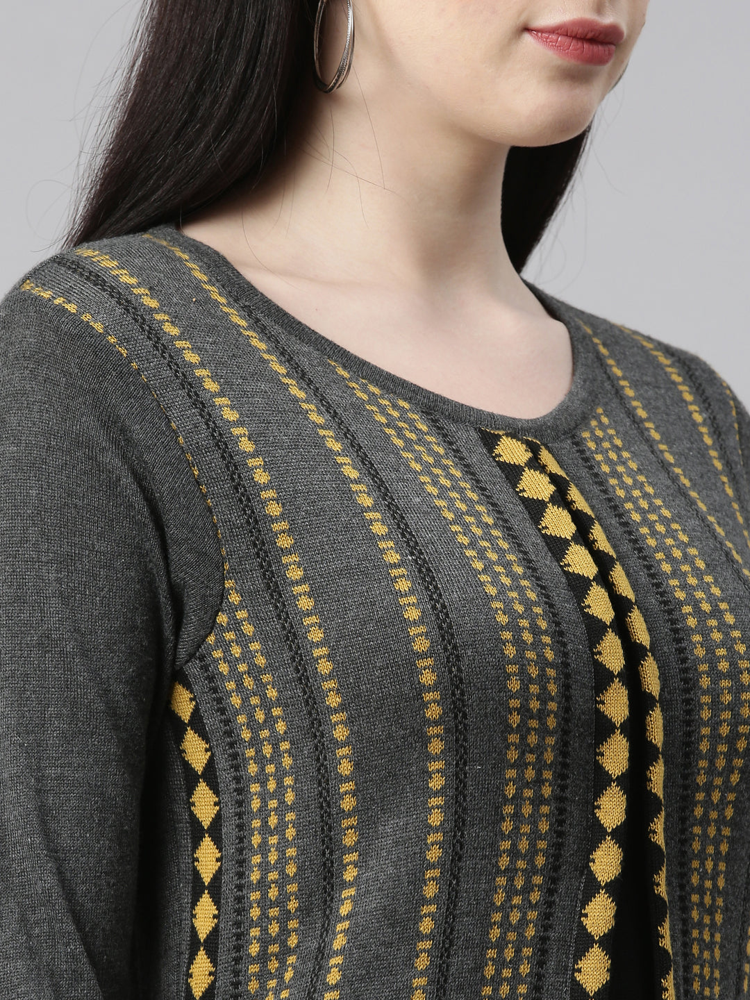 Neerus Grey straight kurti - detail view 6