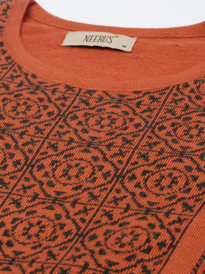 Neerus Orange wool woven kurti - side view