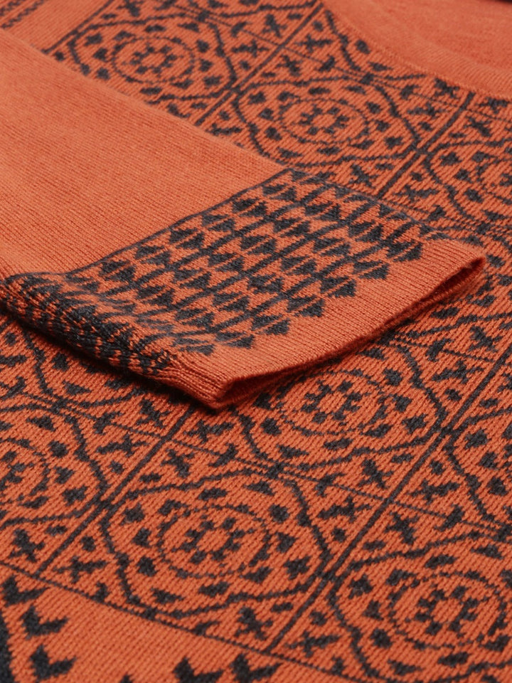Neerus Orange wool woven kurti - detail view 1