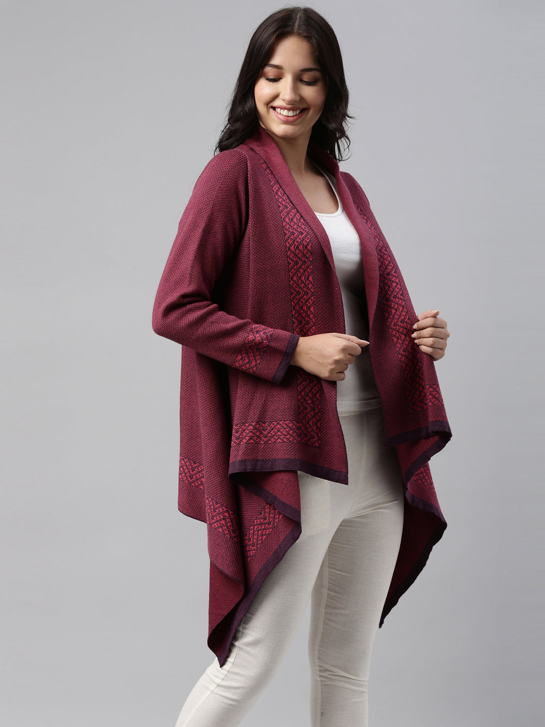 Neerus Grey wool straight kurti - side view