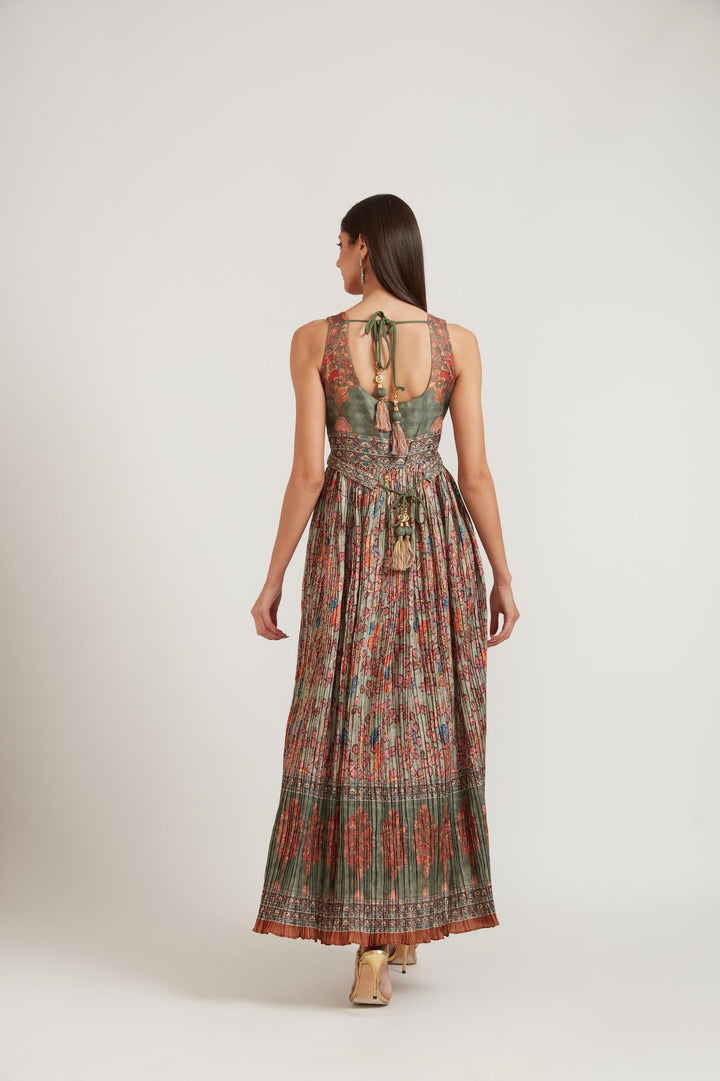 Neerus Green silk gown - detail view 3