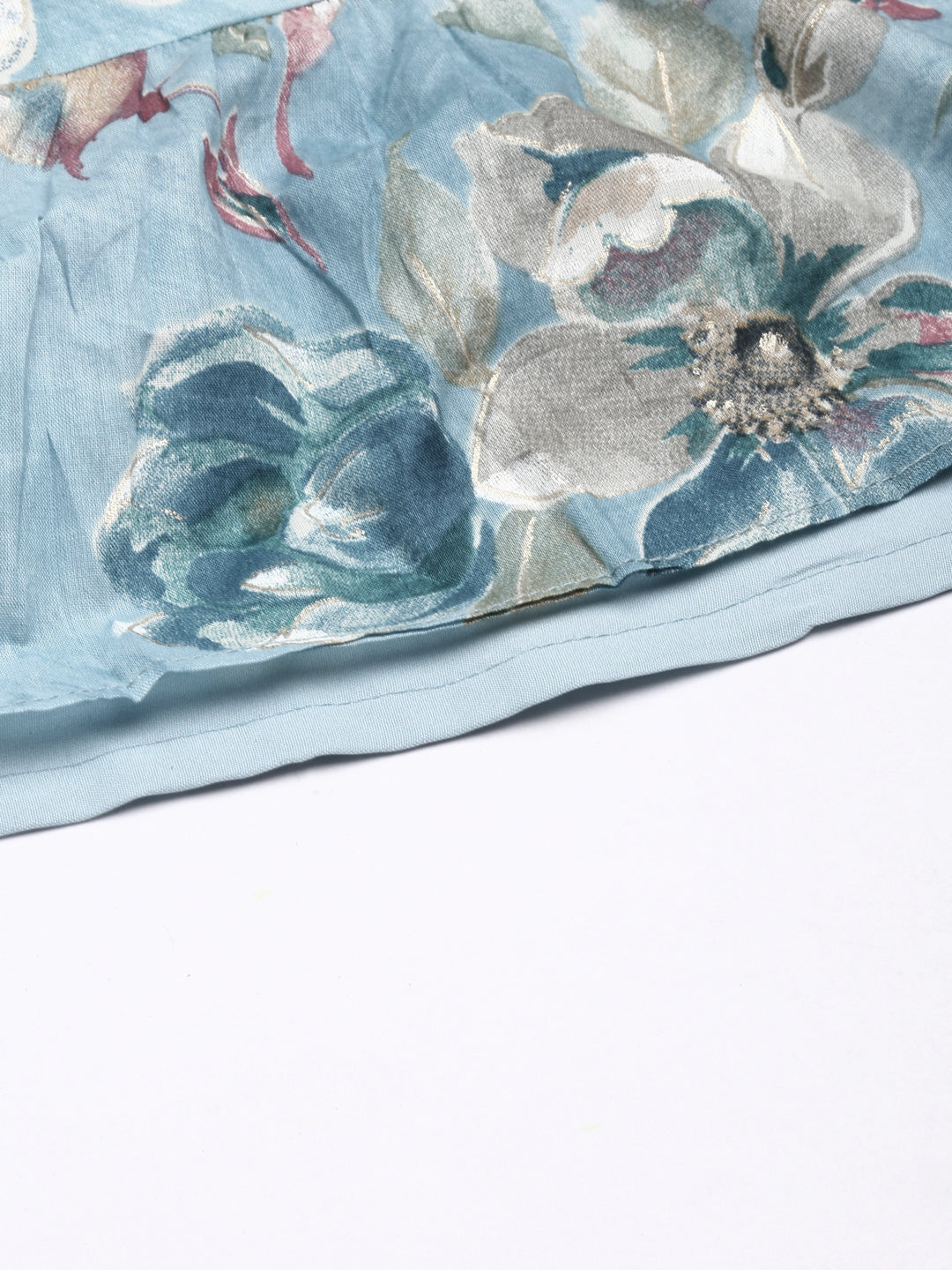 Neerus Blue floral printed straight dress - detail view 6