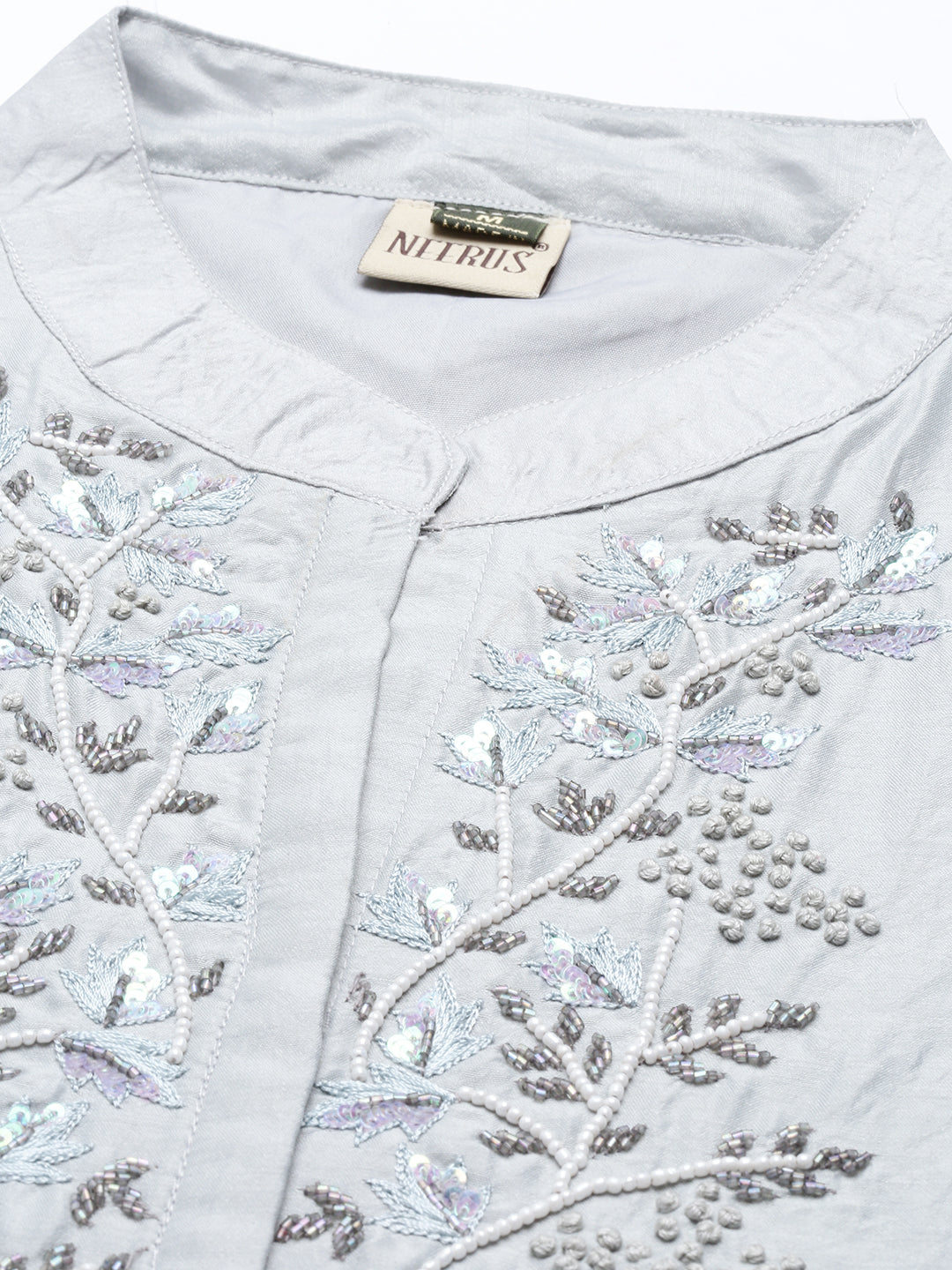 Neerus Grey modal printed kurti - detail view 5