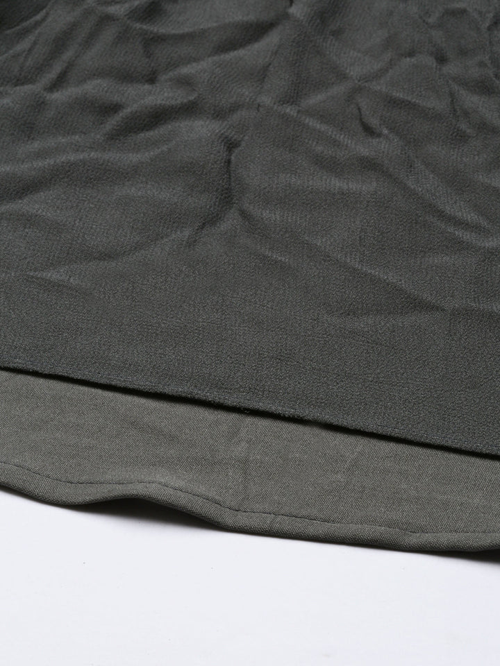 Neerus Grey georgette straight kurti - detail view 4