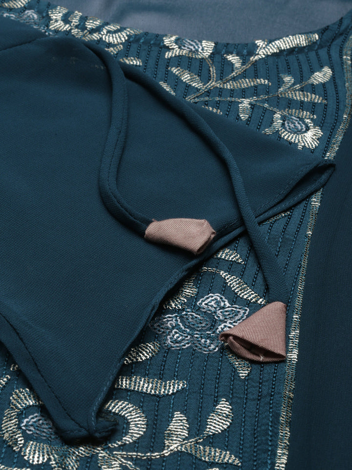 Neerus Green georgette straight kurti - detail view 5