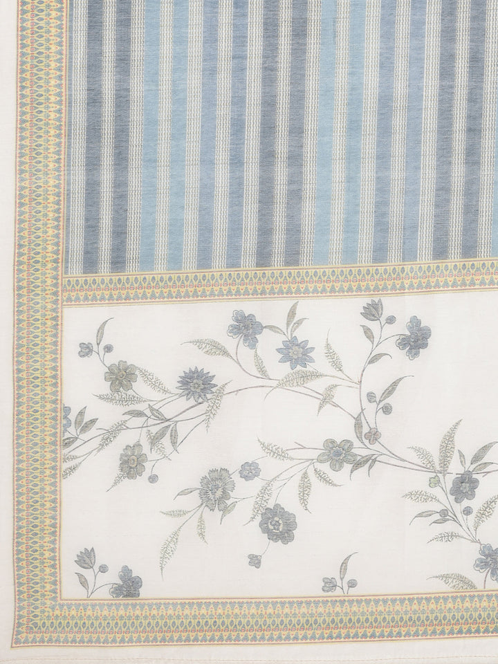 Neerus Blue printed floral kurta suit set - detail view 4