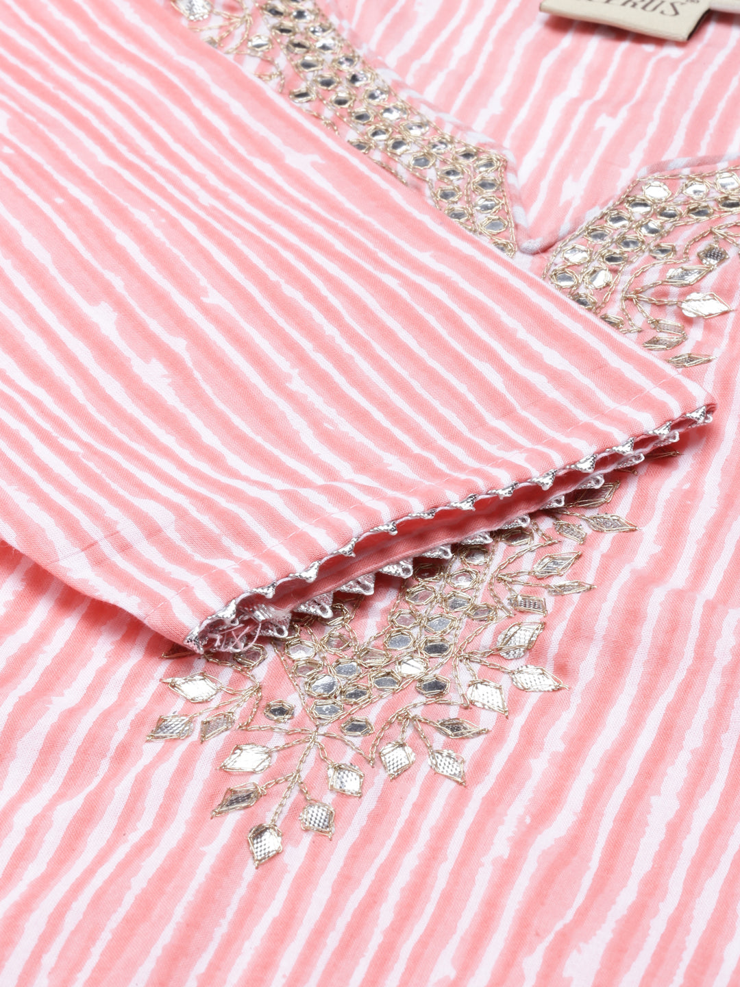 Neerus Pink cotton kurta set - side view