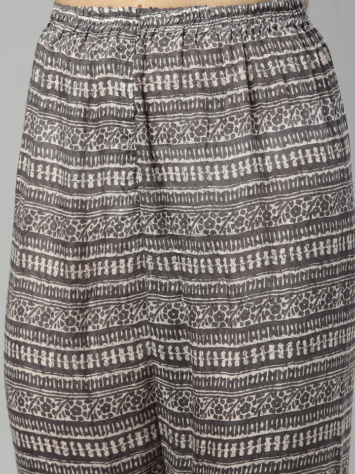 Neerus Grey muslin straight kurti - detail view 5
