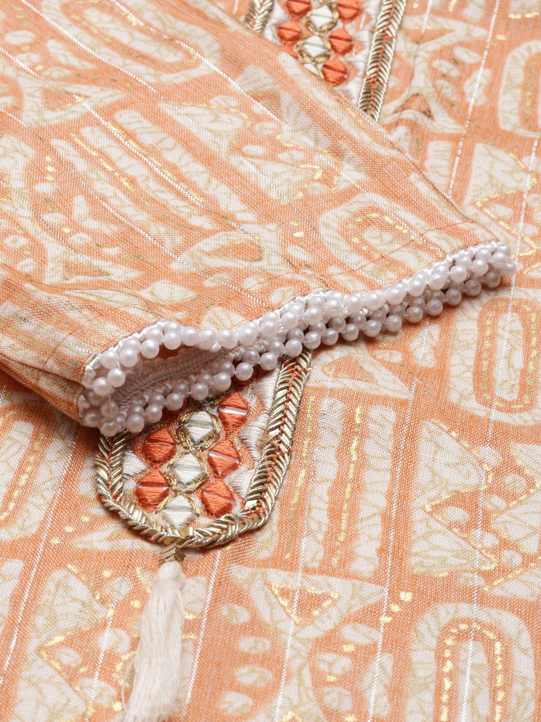 Neerus Orange rayon solid kurti - detail view 4
