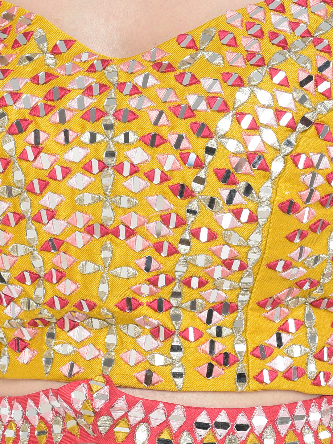 Neerus Multi Banarasi Mirror Work Lehenga Choli - detail view 4