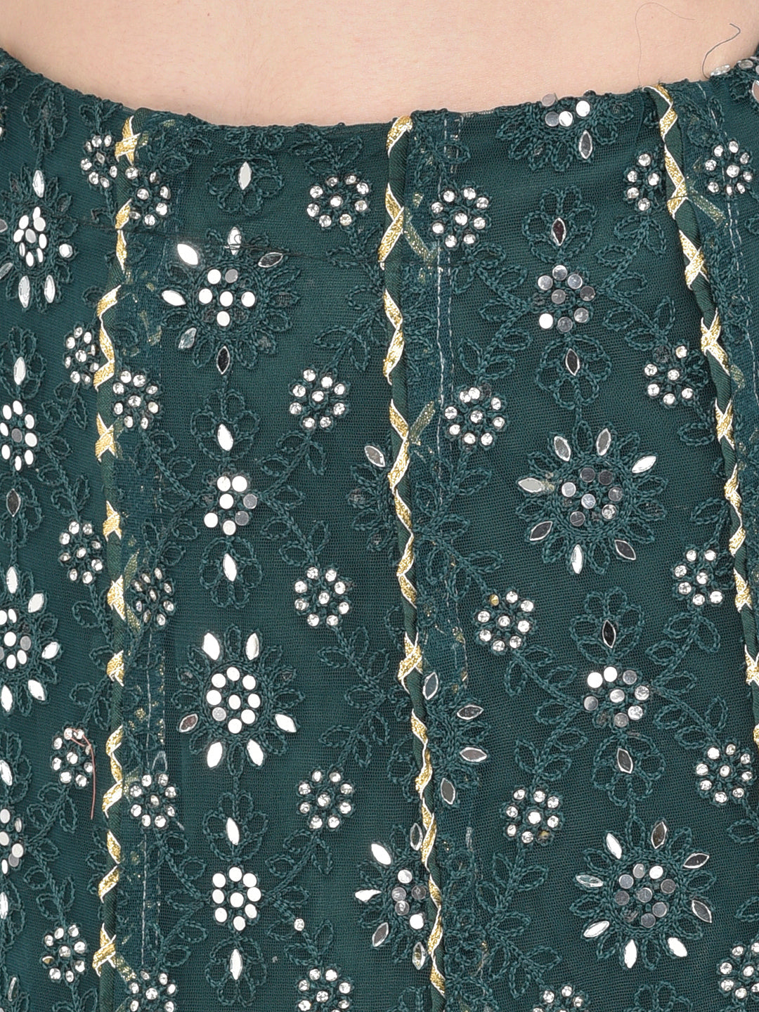Neerus Green net embellished lehenga choli - detail view 3
