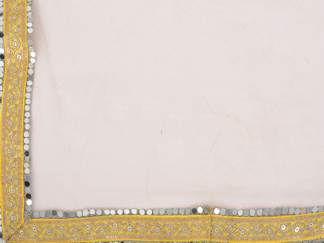 Neerus Yellow georgette mirror work gown with dupatta - detail view 3