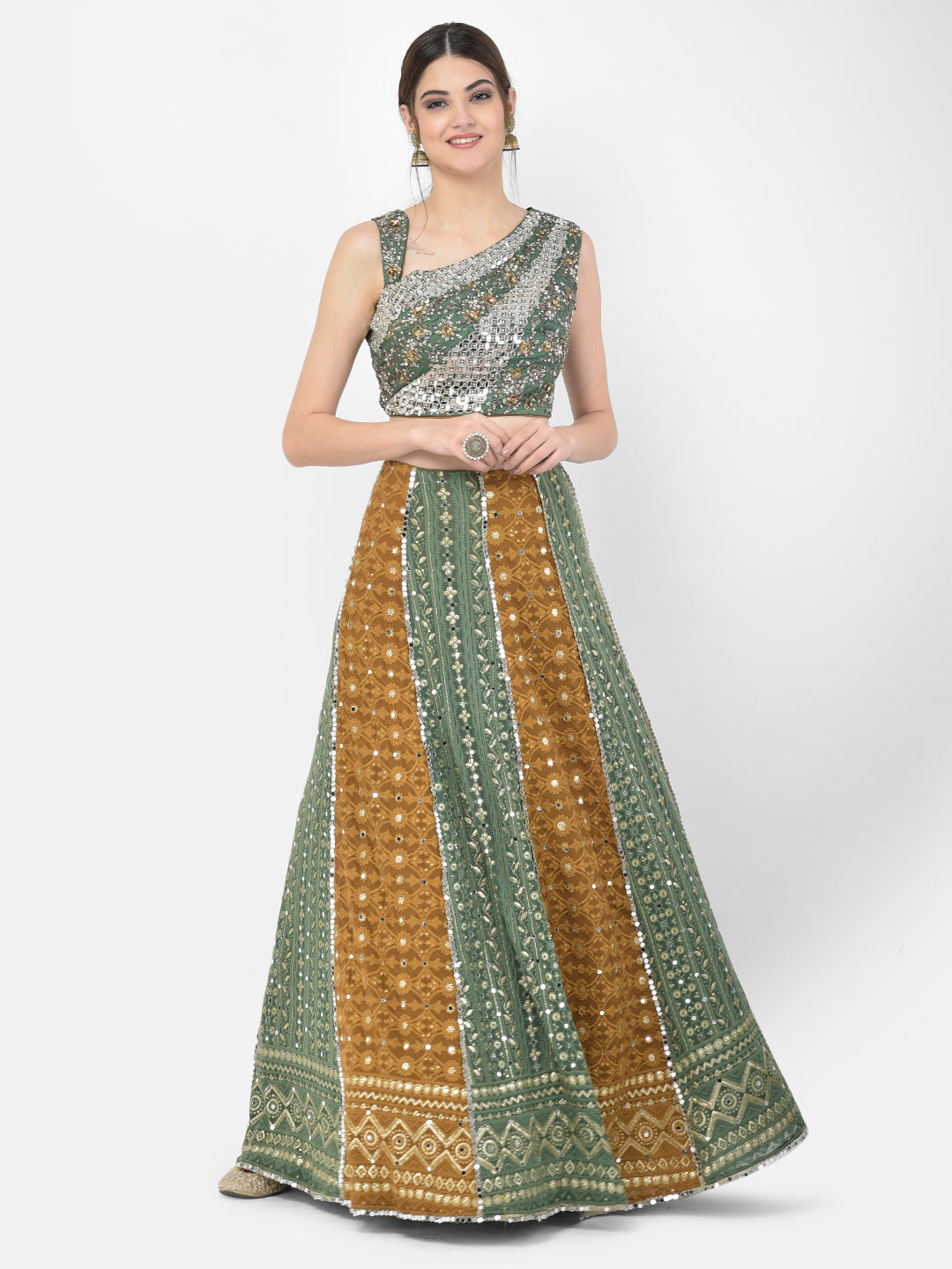 Neerus Multi georgette embellished lehenga choli set - detail view 5
