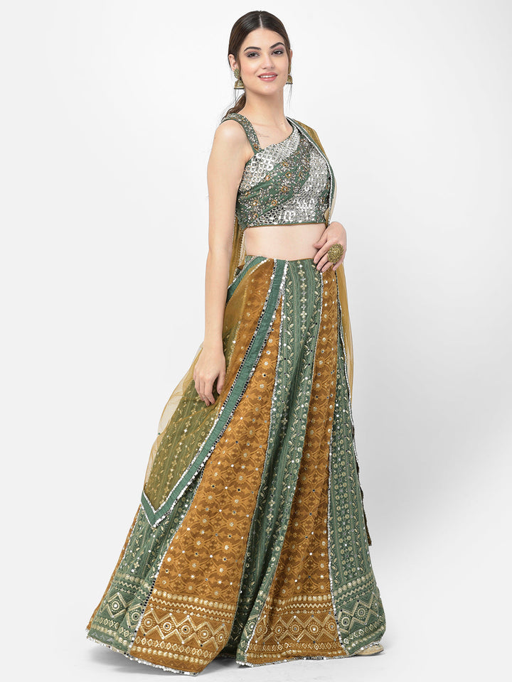 Neerus Multi georgette embellished lehenga choli set - side view