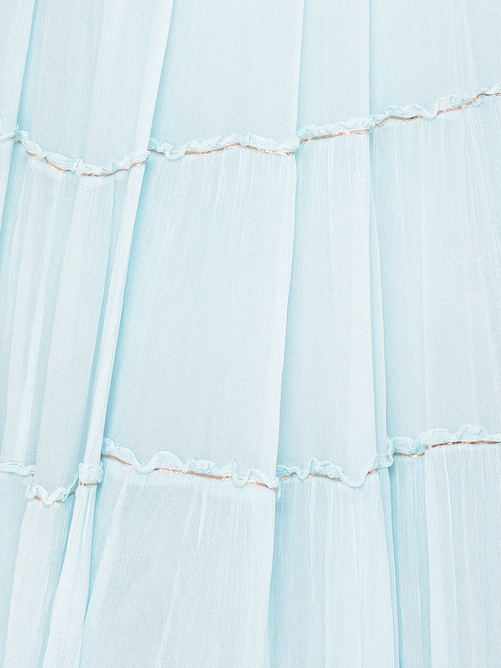 Neerus Blue georgette embellished lehenga choli set - detail view 2