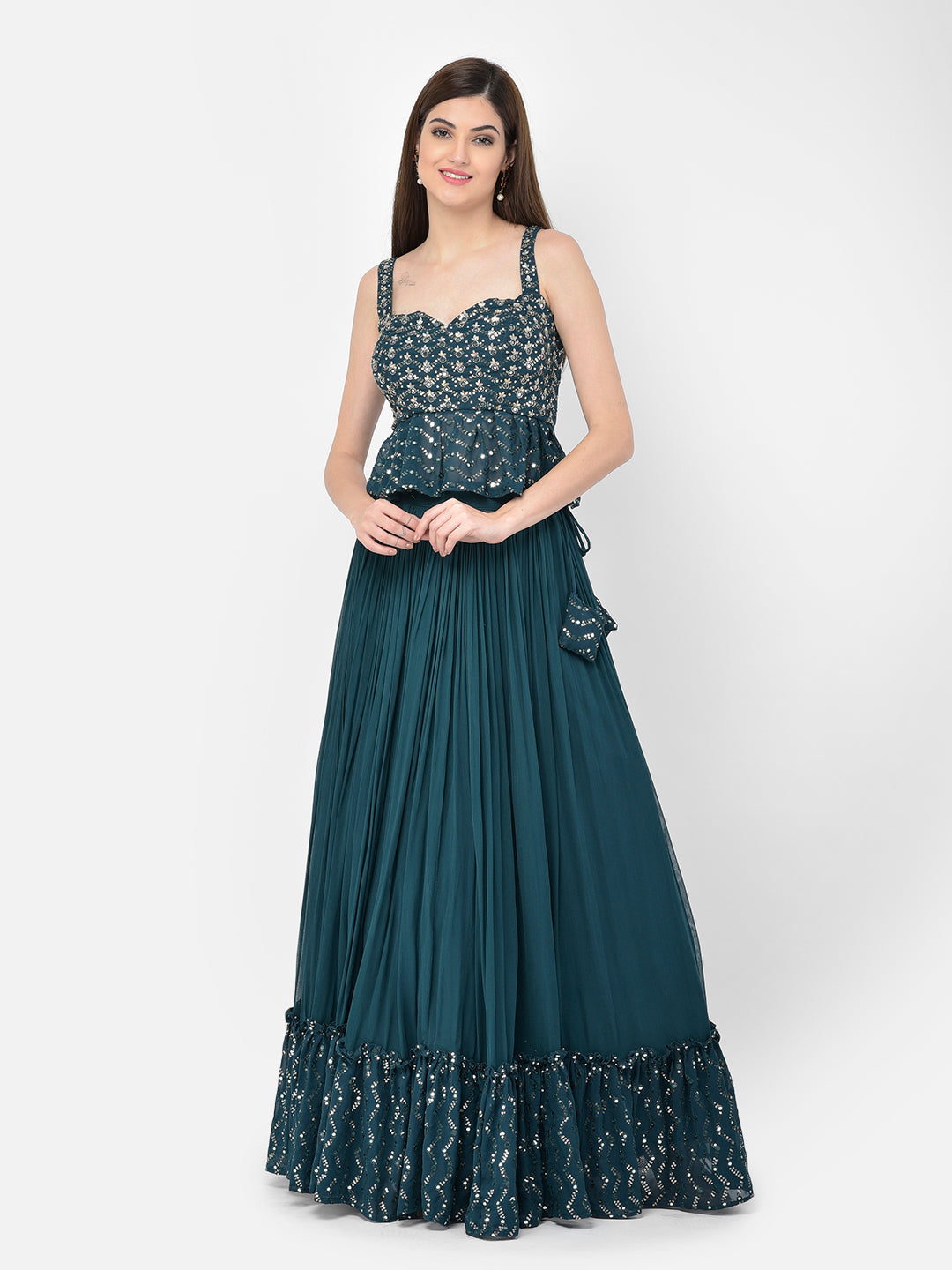 Neerus Blue Georgette Embellished Lehenga Choli - detail view 6