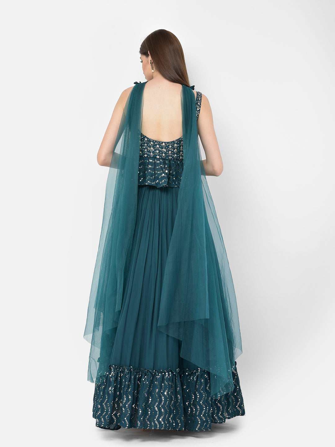 Neerus Blue Georgette Embellished Lehenga Choli - detail view 2