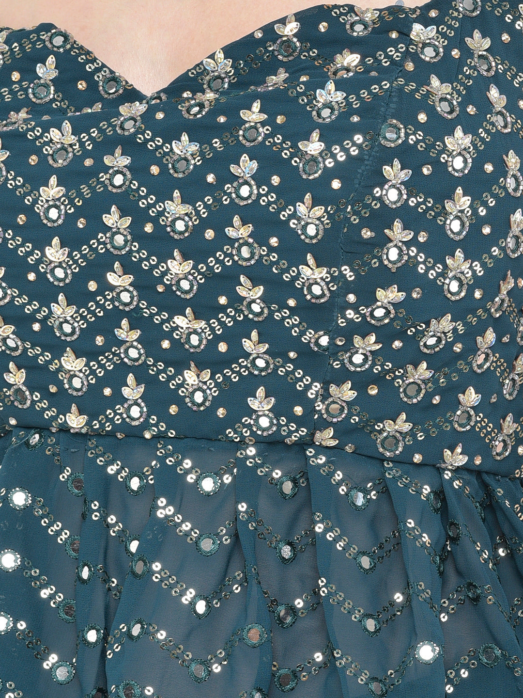 Neerus Blue Georgette Embellished Lehenga Choli - detail view 4