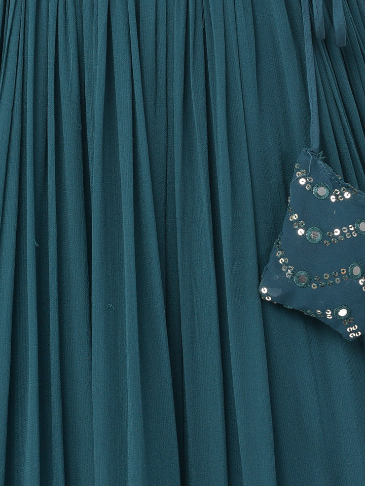 Neerus Blue Georgette Embellished Lehenga Choli - detail view 5