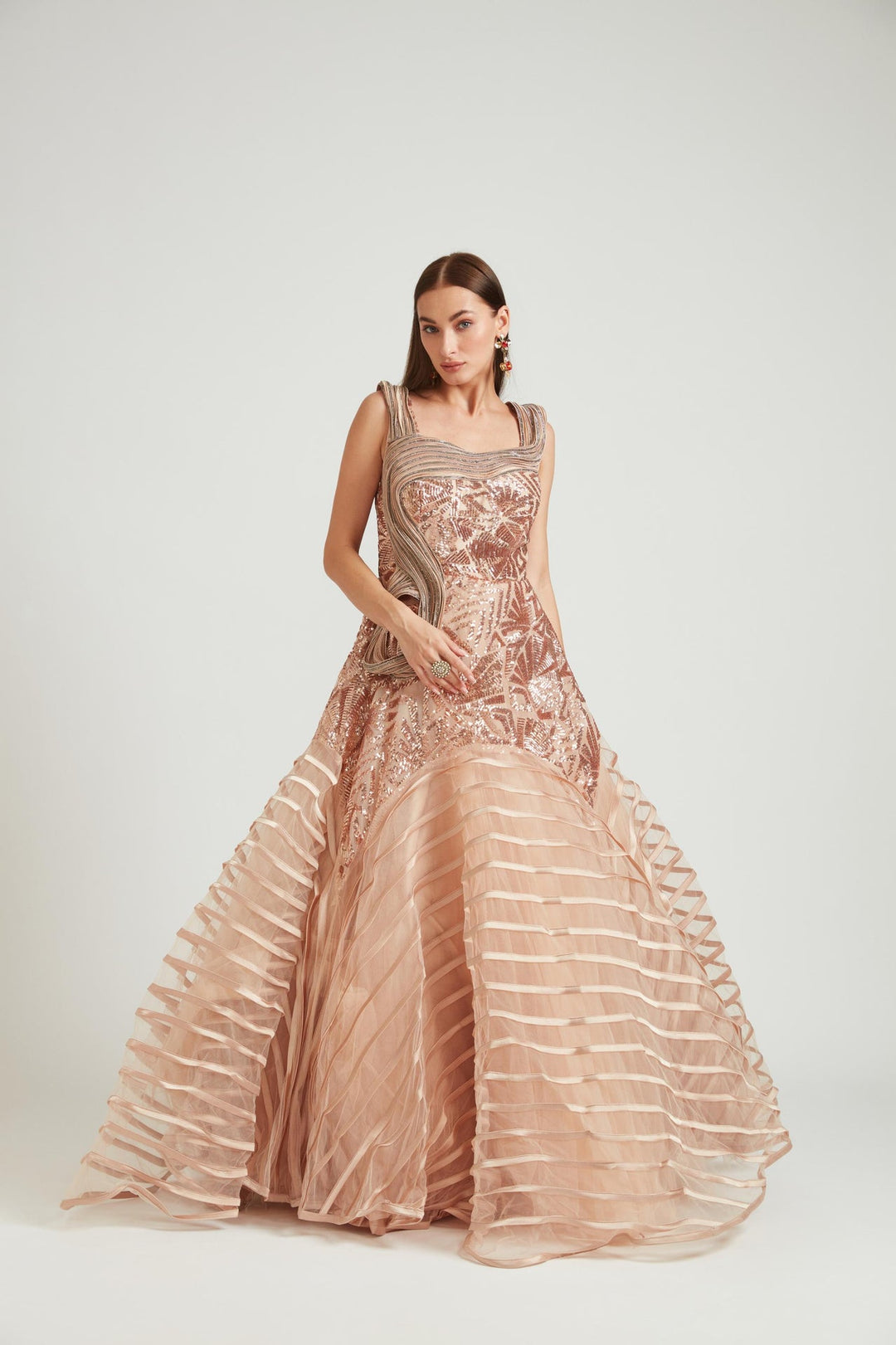Neerus Gold net embroidered gown - detail view 3