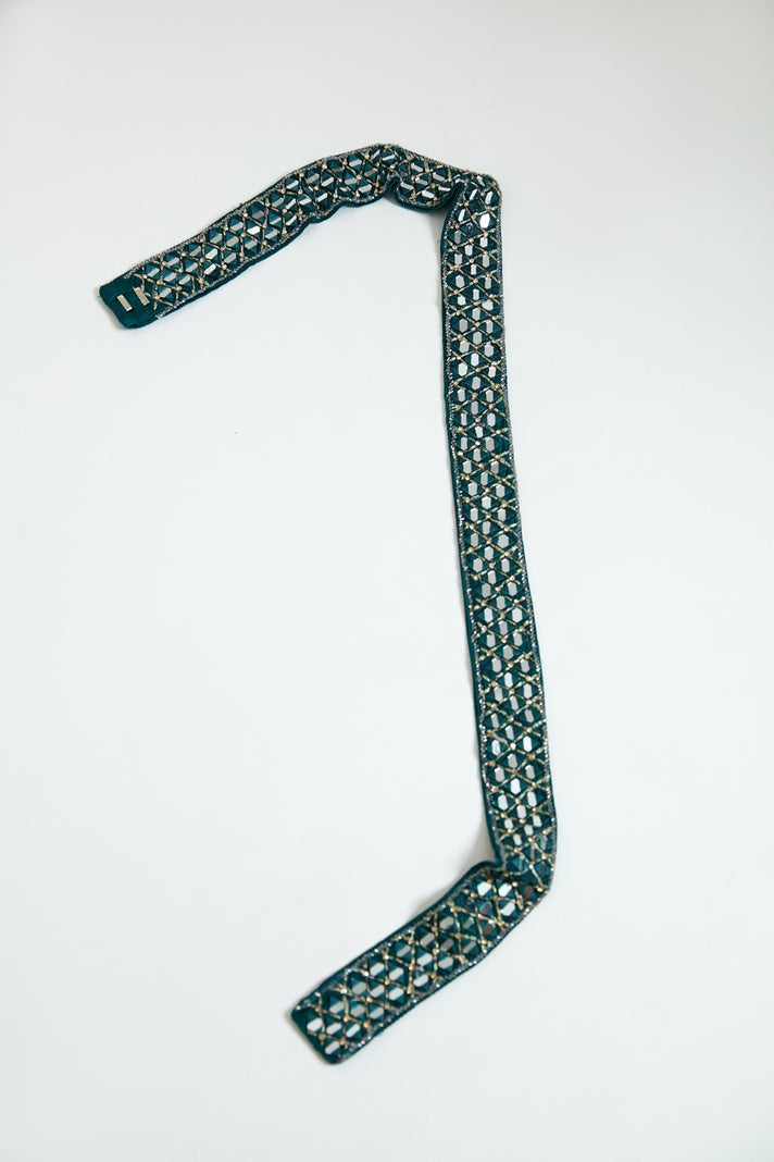 Neerus Green georgette embroidered dress - detail view 3