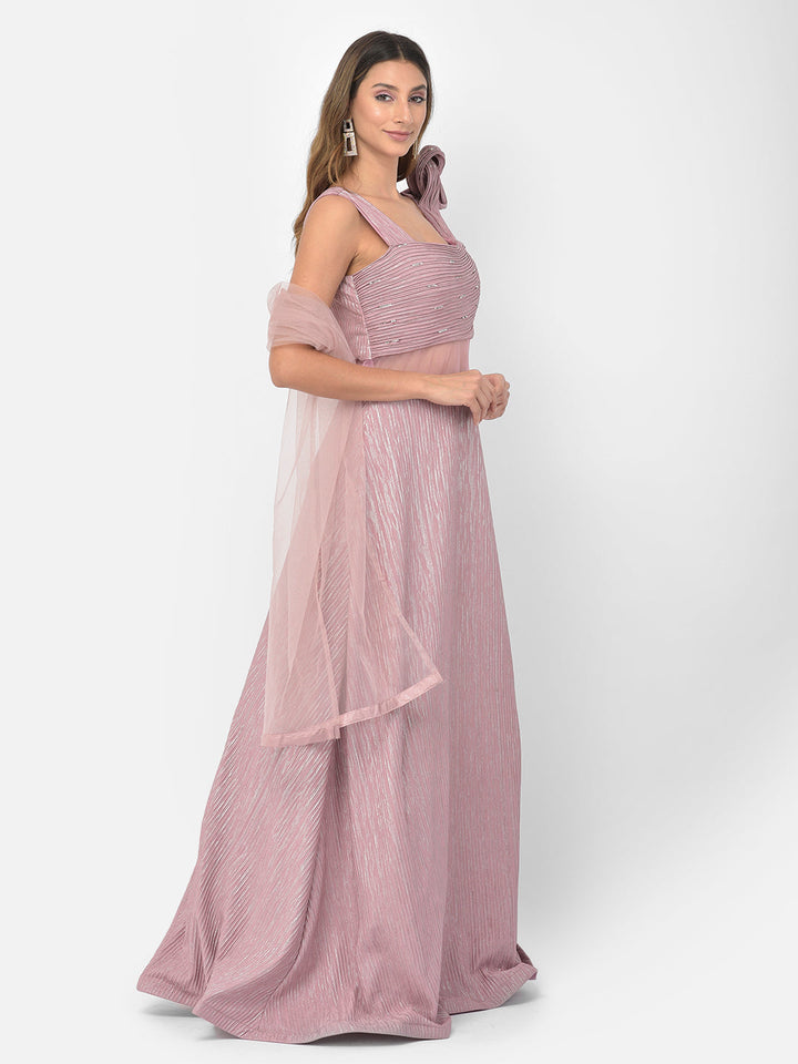 Neerus Pink embellished flared gown - detail view 1