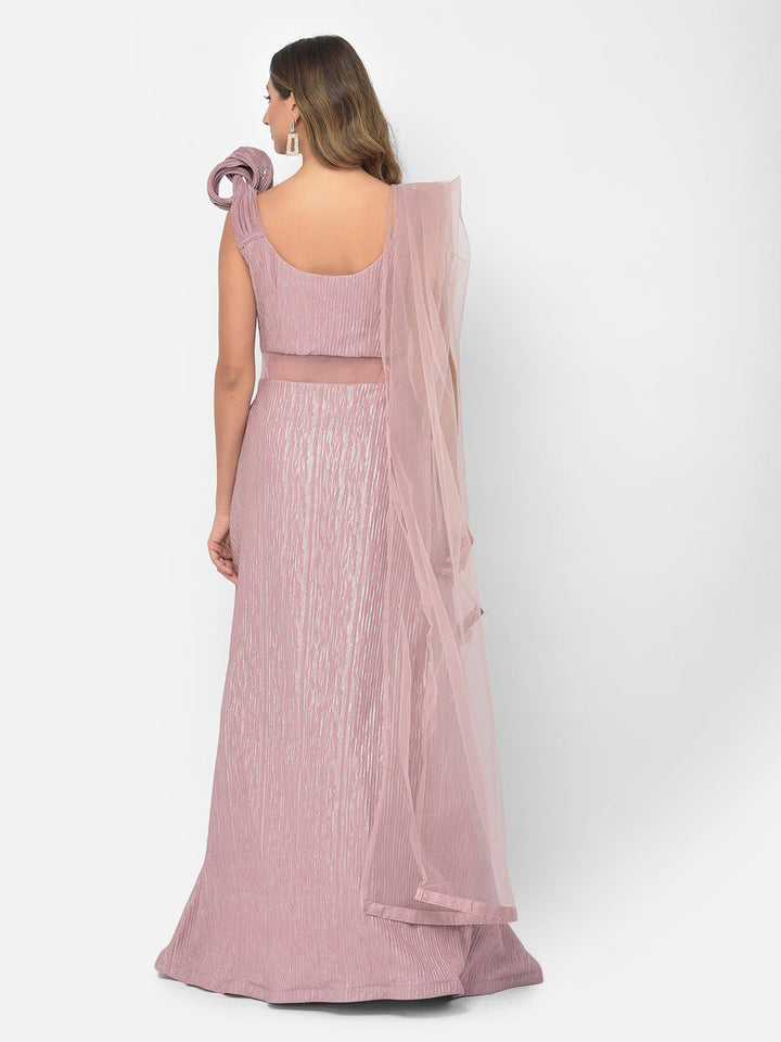 Neerus Pink embellished flared gown - detail view 9
