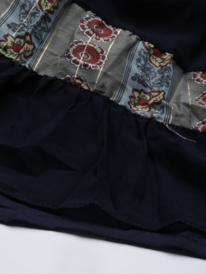 Neerus Blue Georgette Embroidered Anarkali Kurta - detail view 5