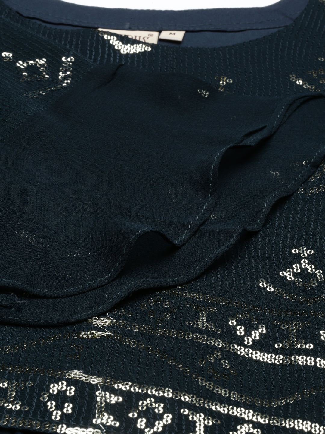 Neerus Green chiffon printed kurti - detail view 4