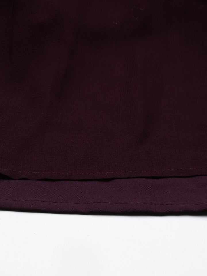 Neerus Maroon chiffon kurta - detail view 5
