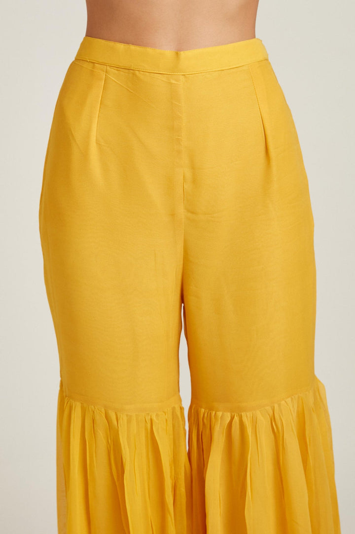 Neerus Yellow georgette printed kurta set - detail view 2