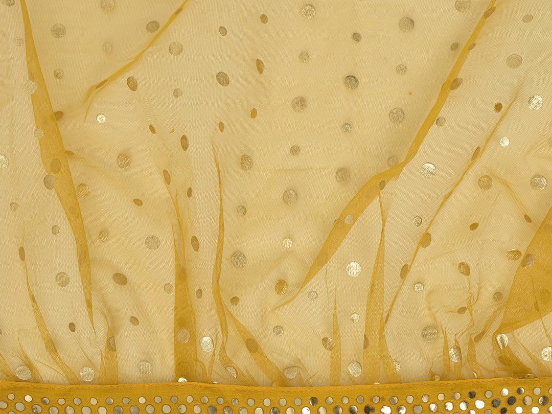 Neerus Yellow silk mirror work lehenga set - detail view 3