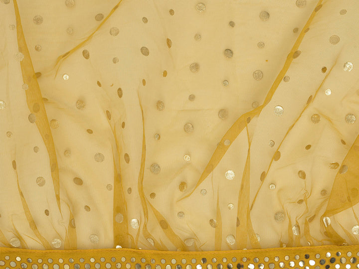 Neerus Yellow silk mirror work lehenga set - detail view 3