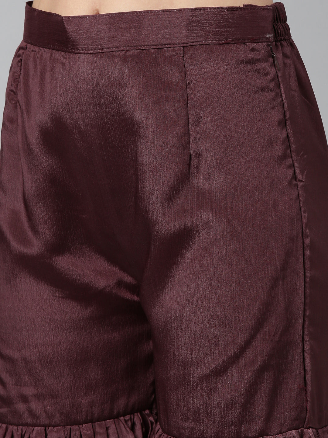 Neerus Beige silk embellished kurta set checked print - detail view 3