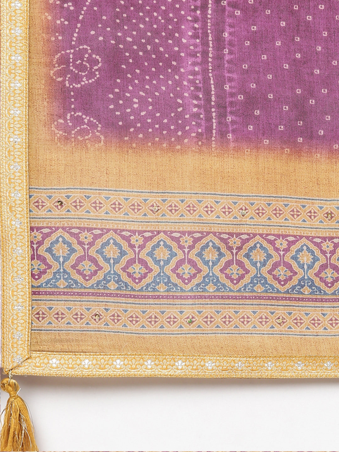 Neerus Gold Banarasi printed kurta set - detail view 4