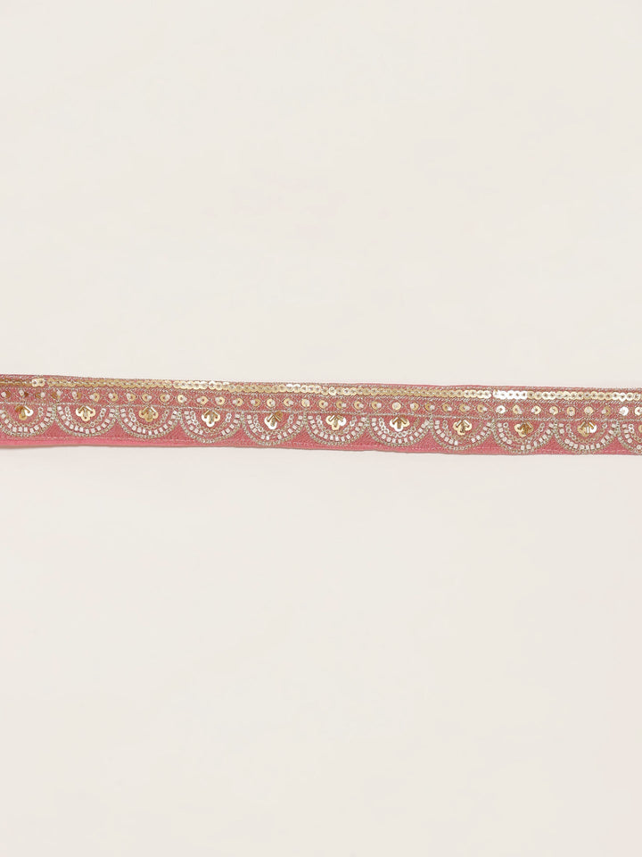 Pink Tissue Embroidered Long Kali