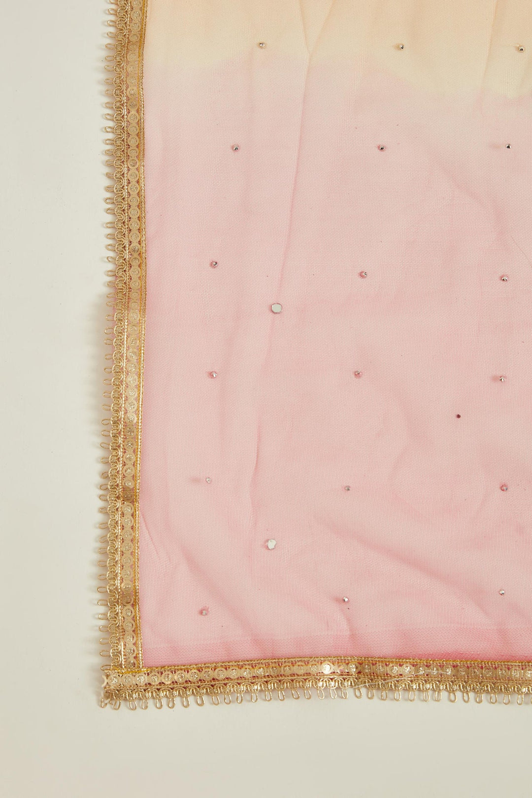 Neerus Yellow georgette mirror work kurta set - detail view 3