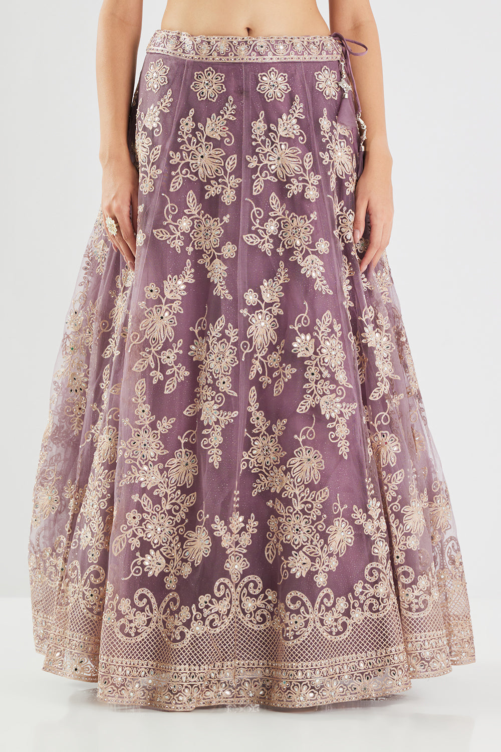 Neerus Purple net embroidered lehenga set - detail view 5