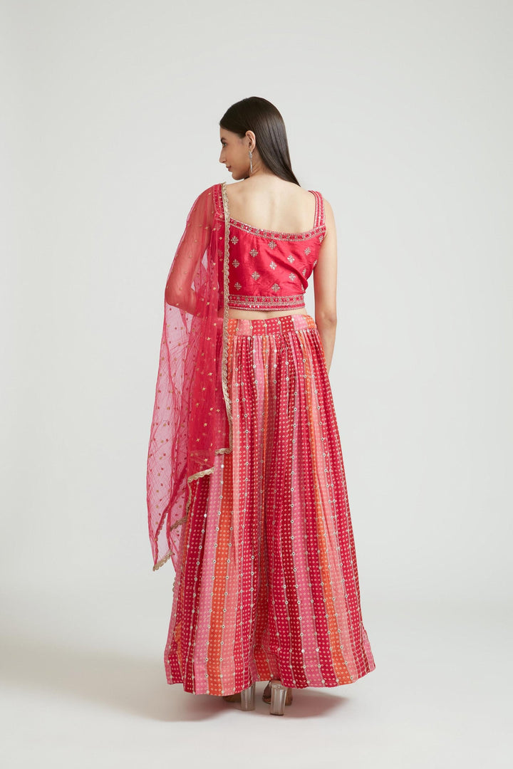 Neerus Pink silk embellished lehenga choli set - detail view 2