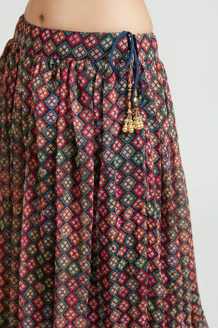 Neerus Blue georgette embellished lehenga choli set - detail view 2
