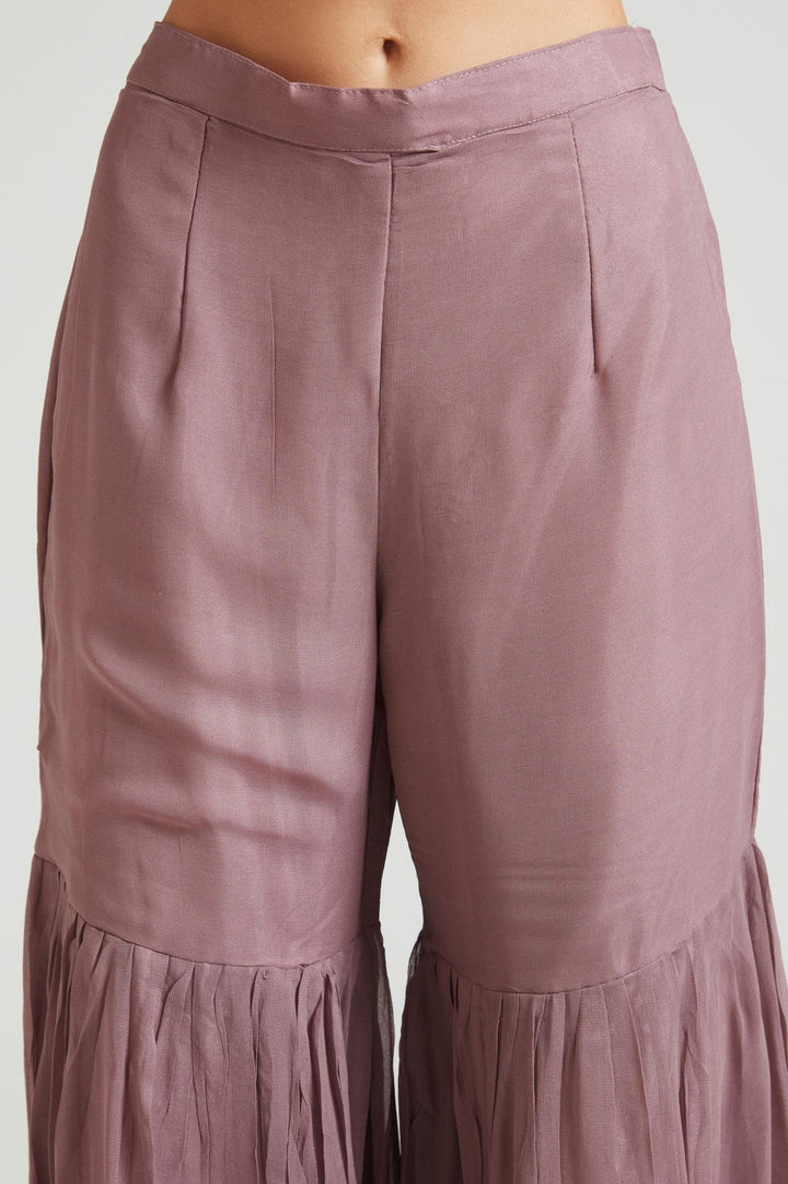Neerus Purple georgette kurta set - detail view 1