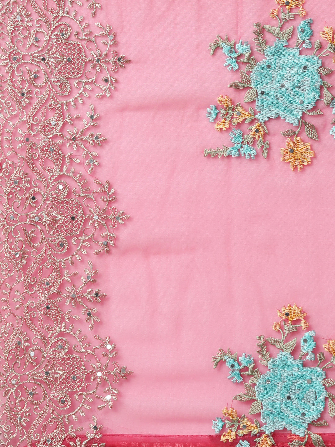 Neerus Pink printed floral straight suit set - detail view 4