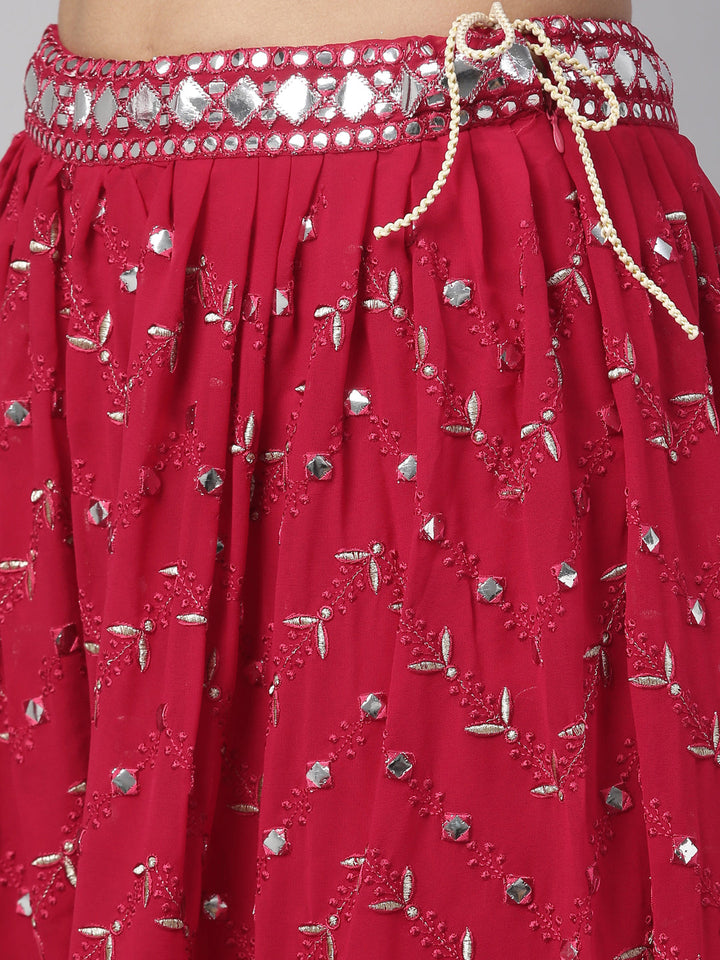Neerus Maroon Georgette Mirror Work Suit Set - detail view 22