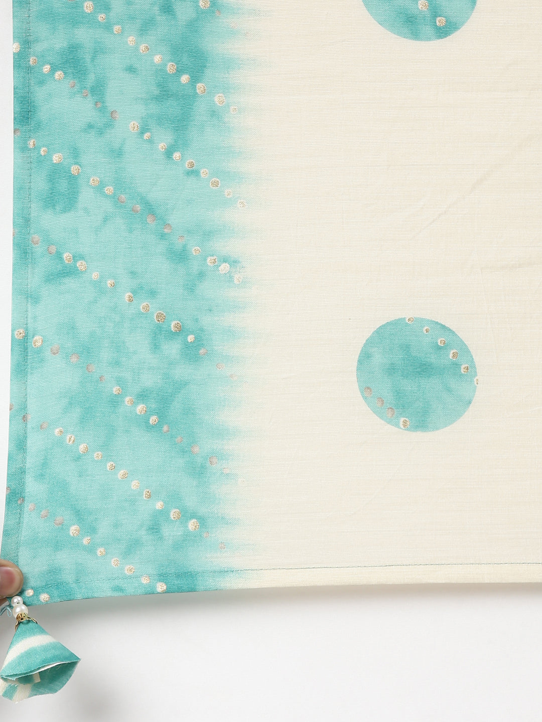 Neerus Blue embroidered kurta set with trouser and dupatta - detail view 4