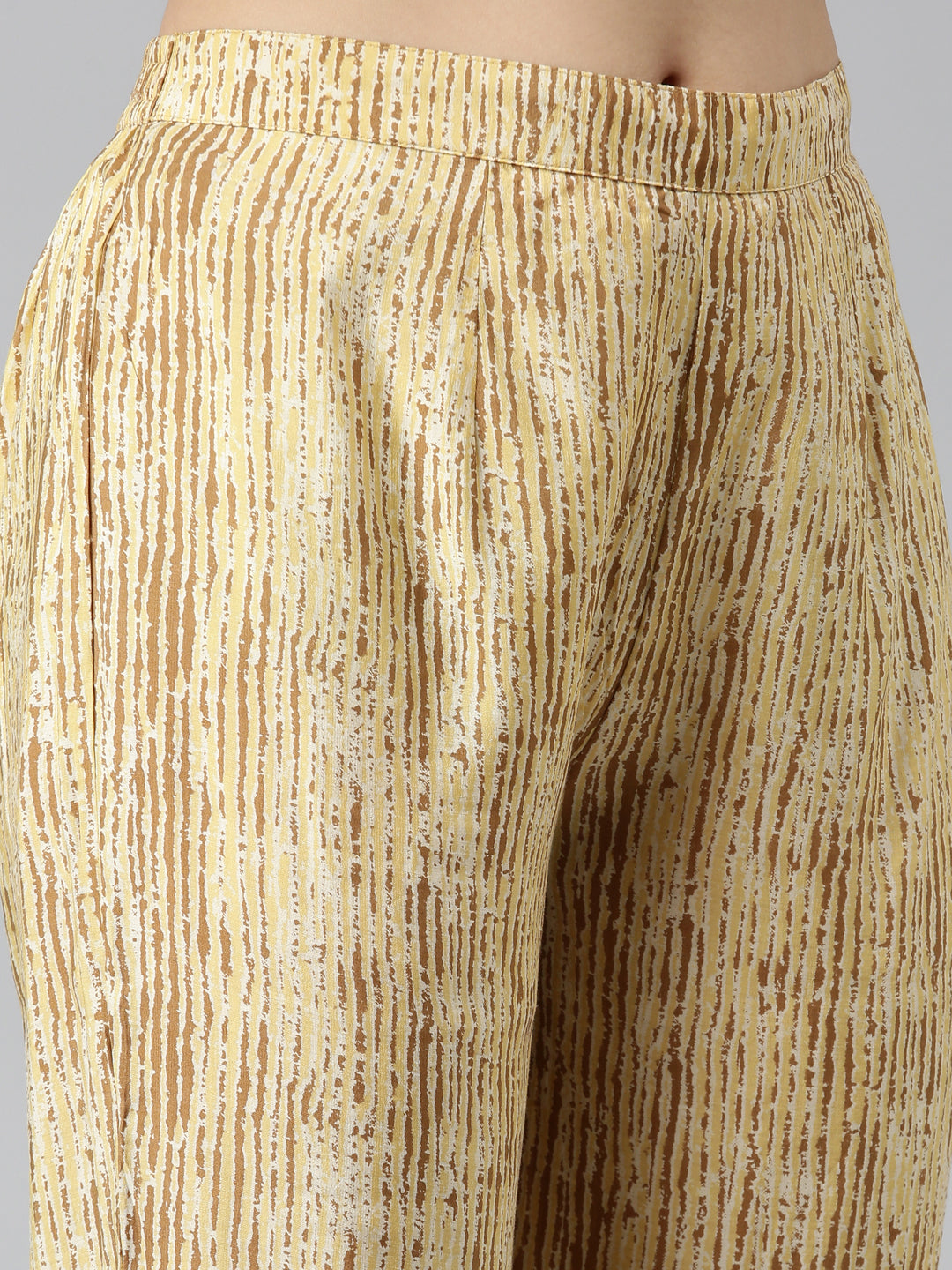 Neerus Yellow printed straight kurta set with dupatta - detail view 3