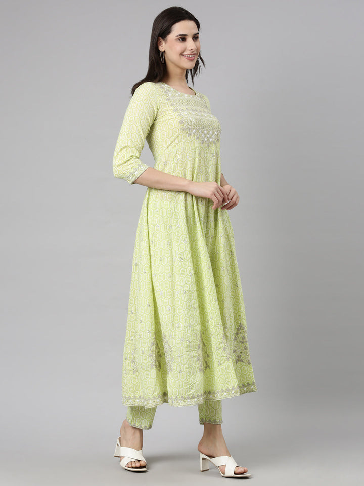 Neerus Yellow Regular Straight Floral Readymade suits