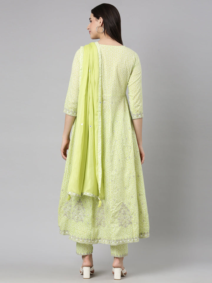 Neerus Yellow Regular Straight Floral Readymade suits