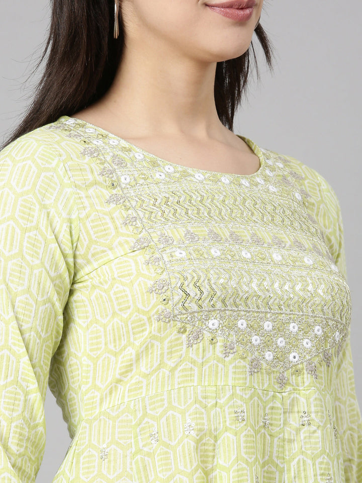 Neerus Yellow Regular Straight Floral Readymade suits